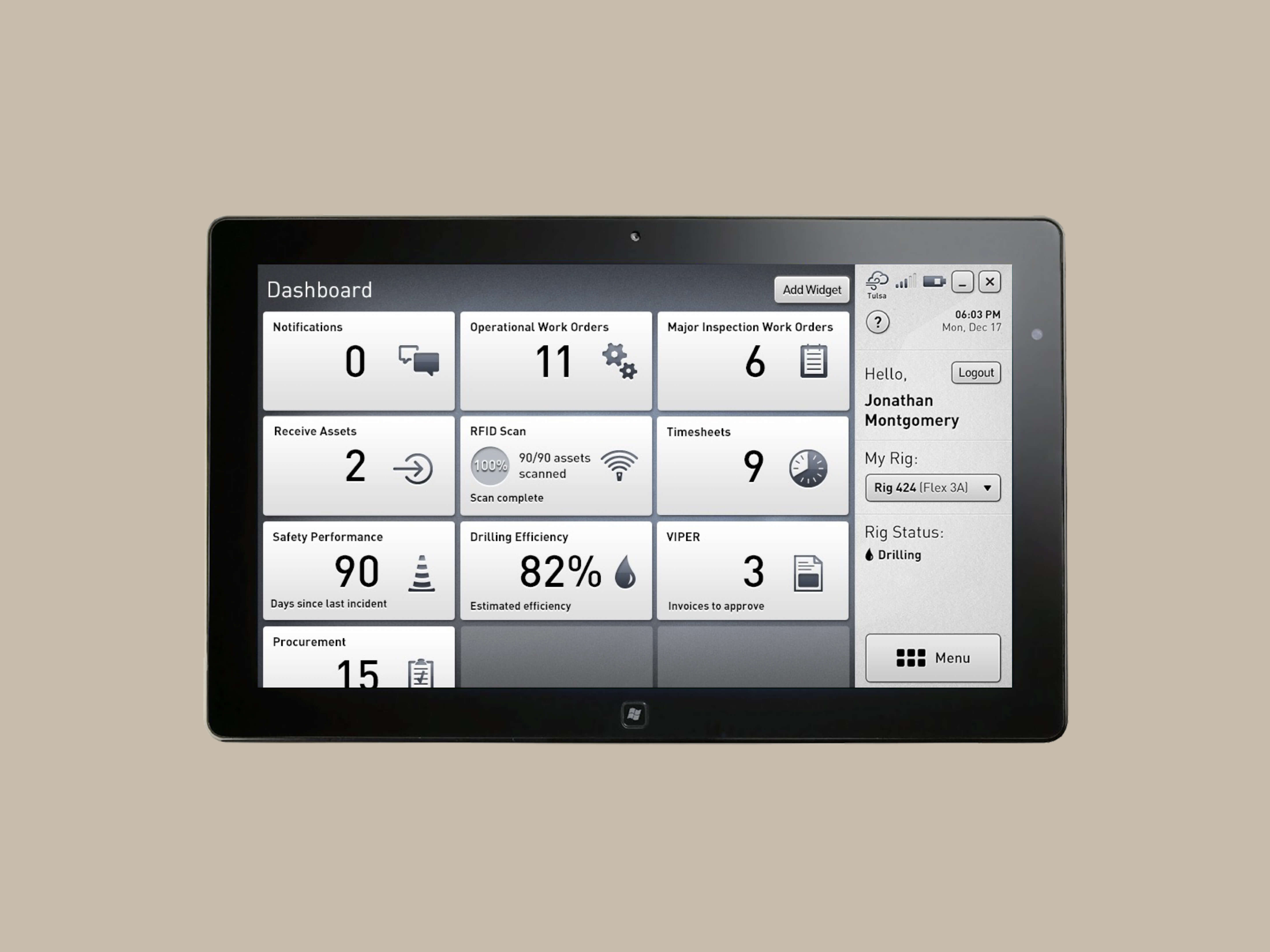 a dashboard for Helmerich & Payne users