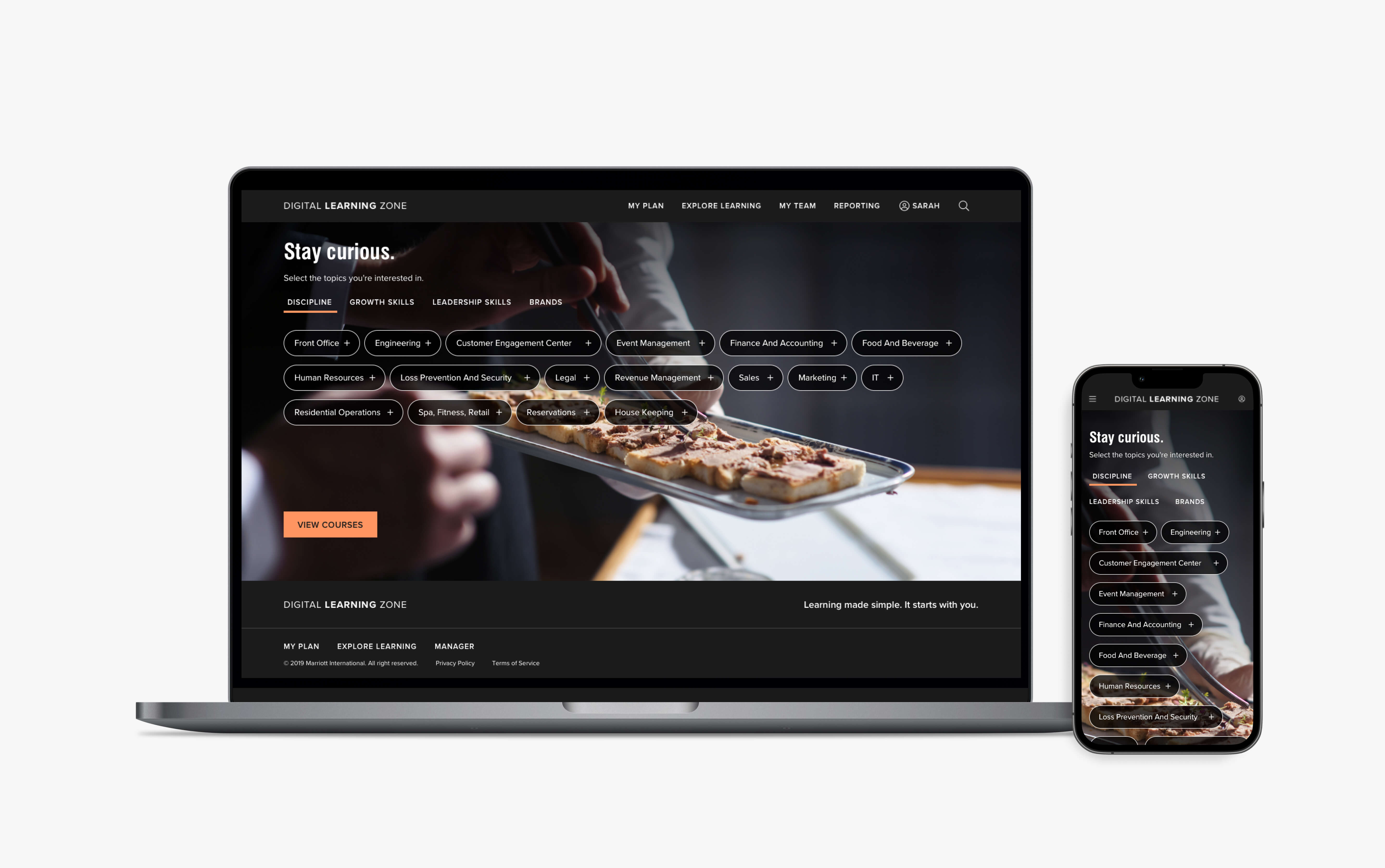 a search experience for Marriott learners