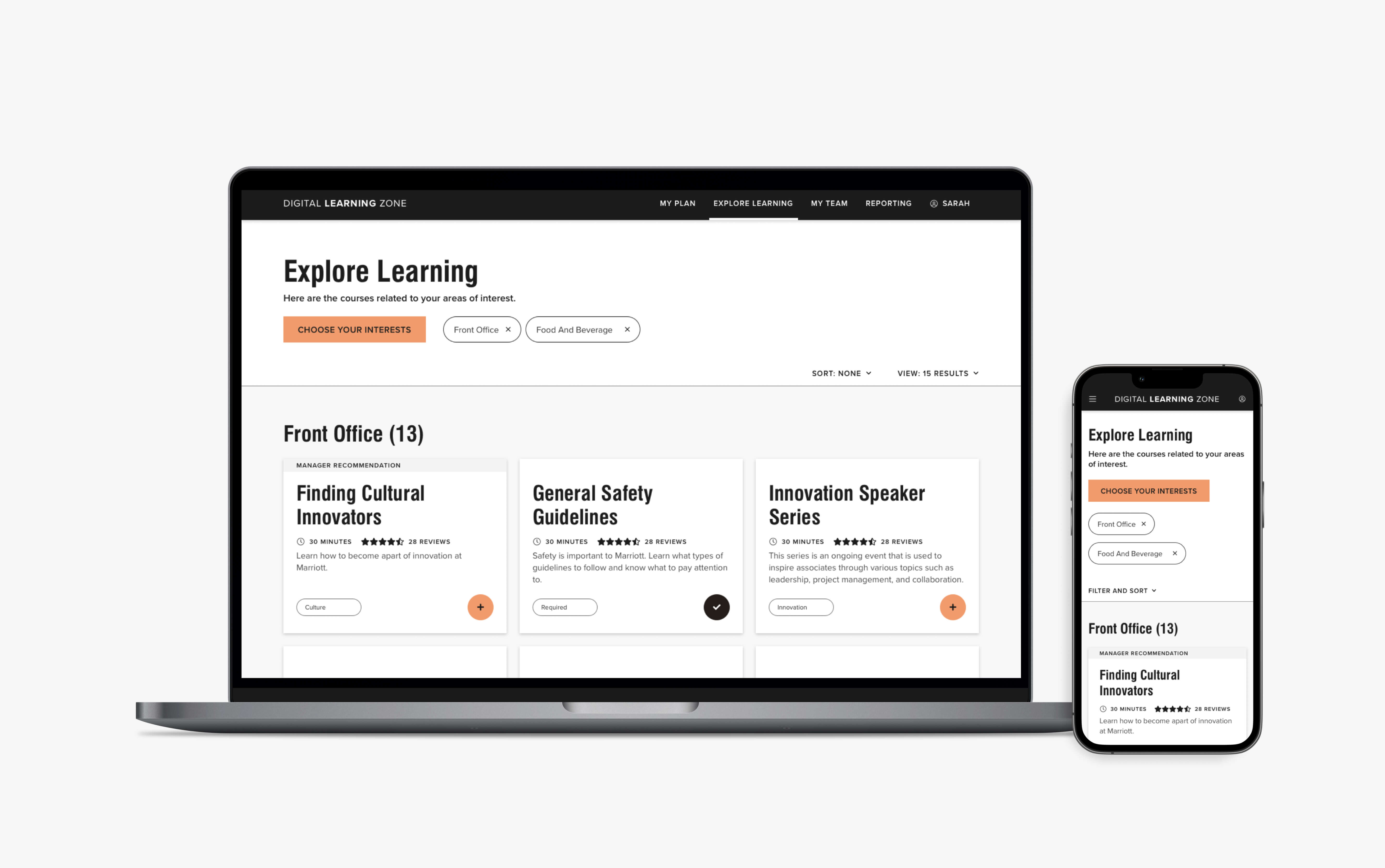 a Marriott learner dashboard