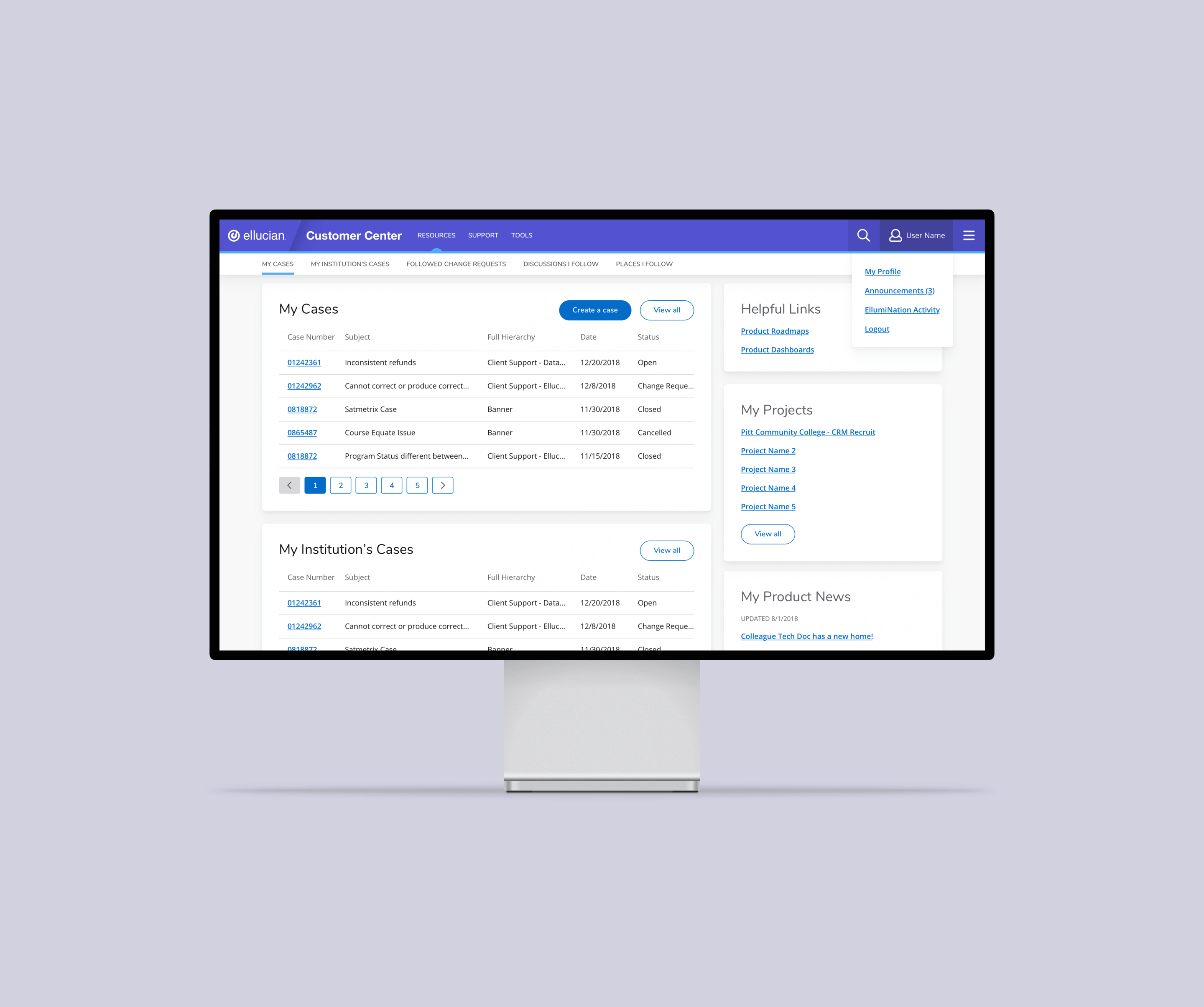 an internal dashboard for Ellucian employees