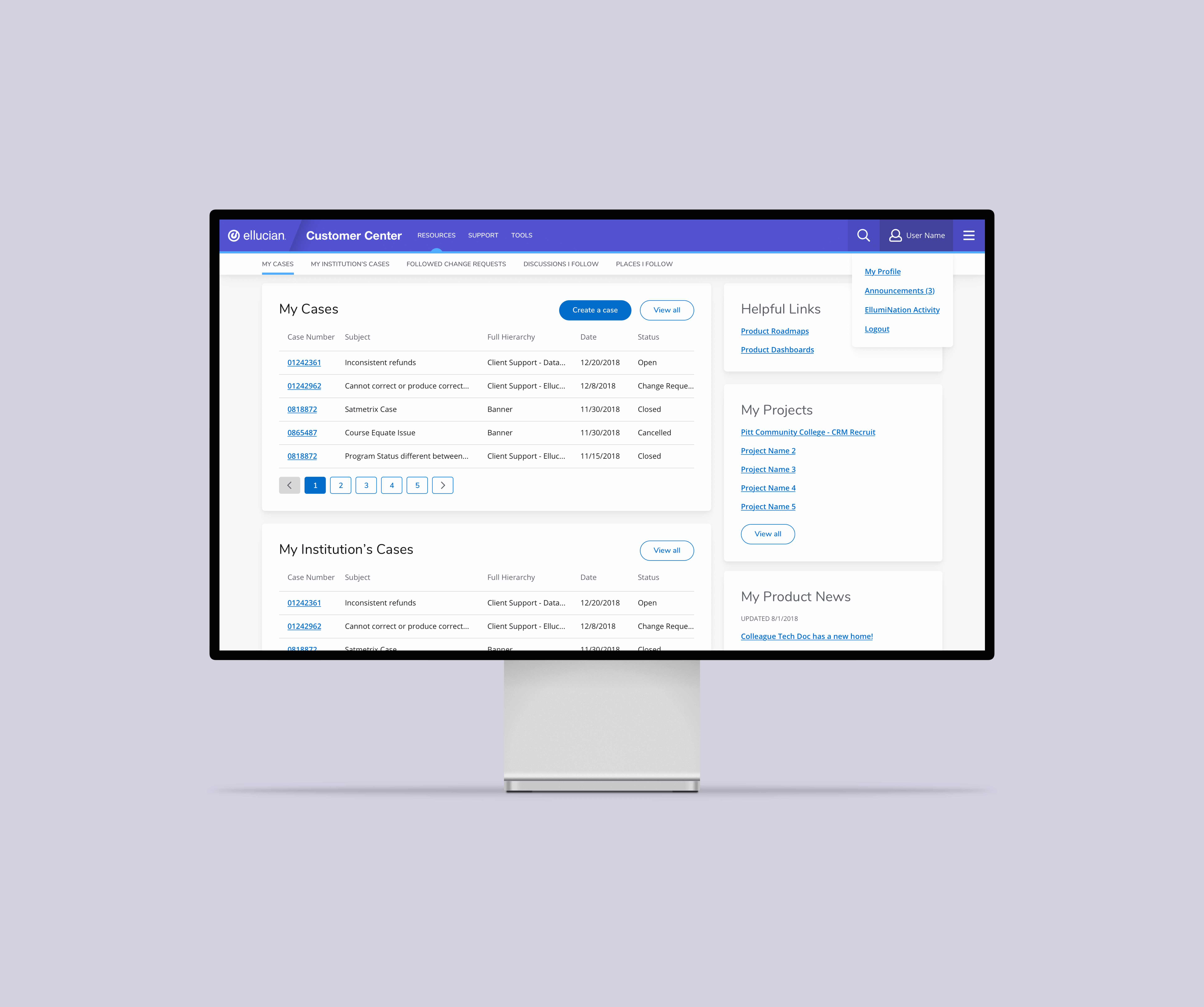 an internal dashboard for Ellucian employees