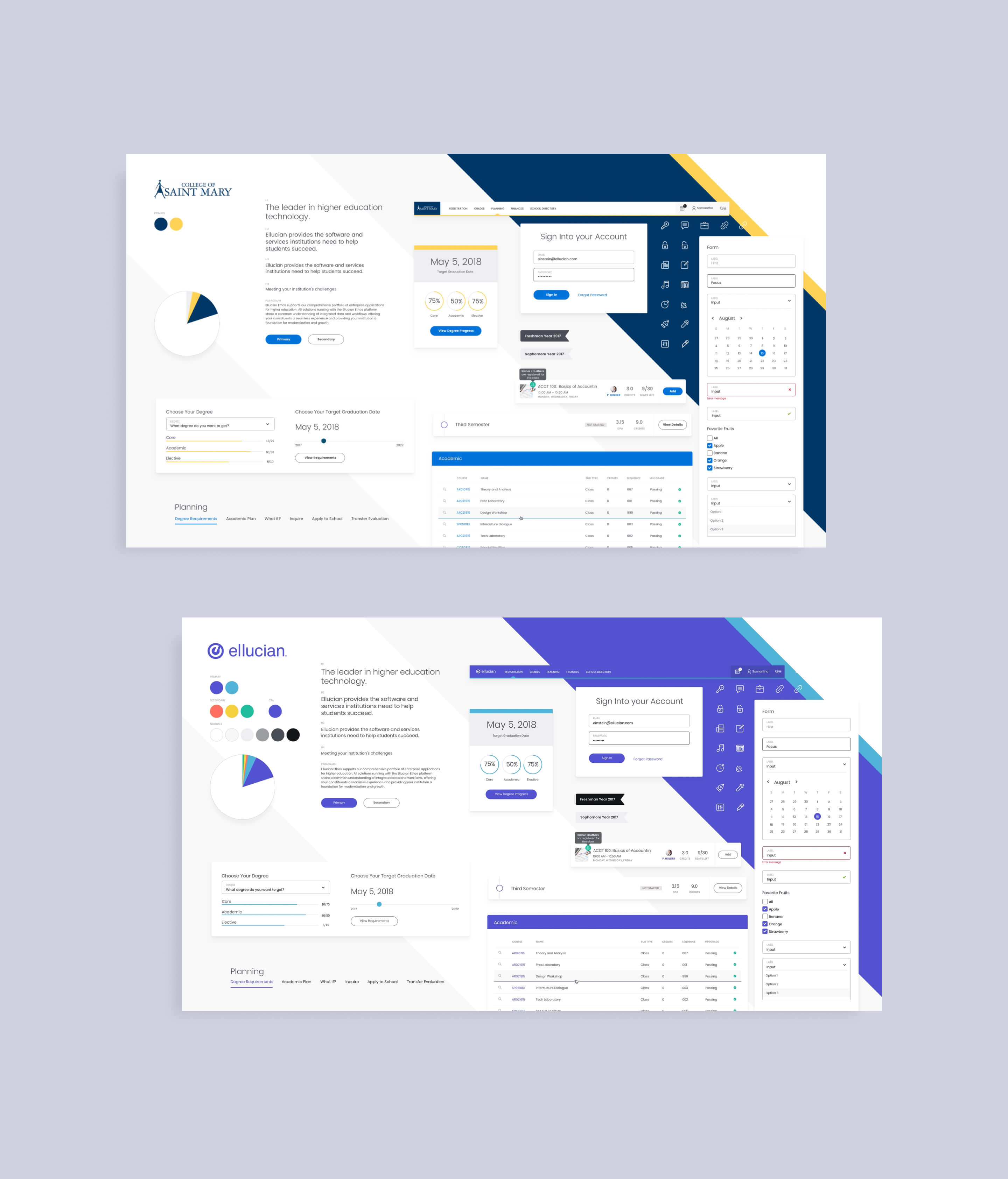 a customizable design system for working with multiple universities