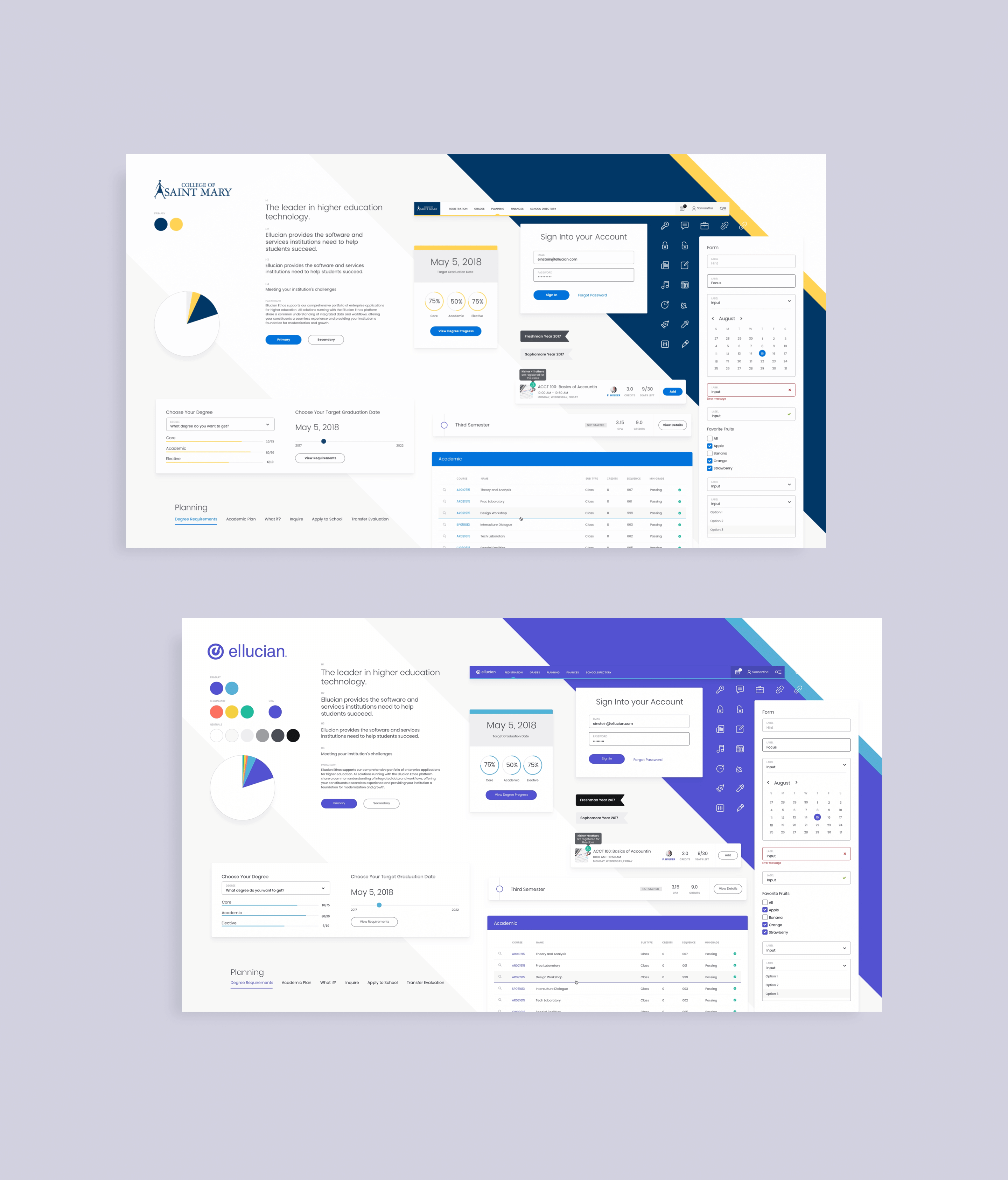 a customizable design system for working with multiple universities