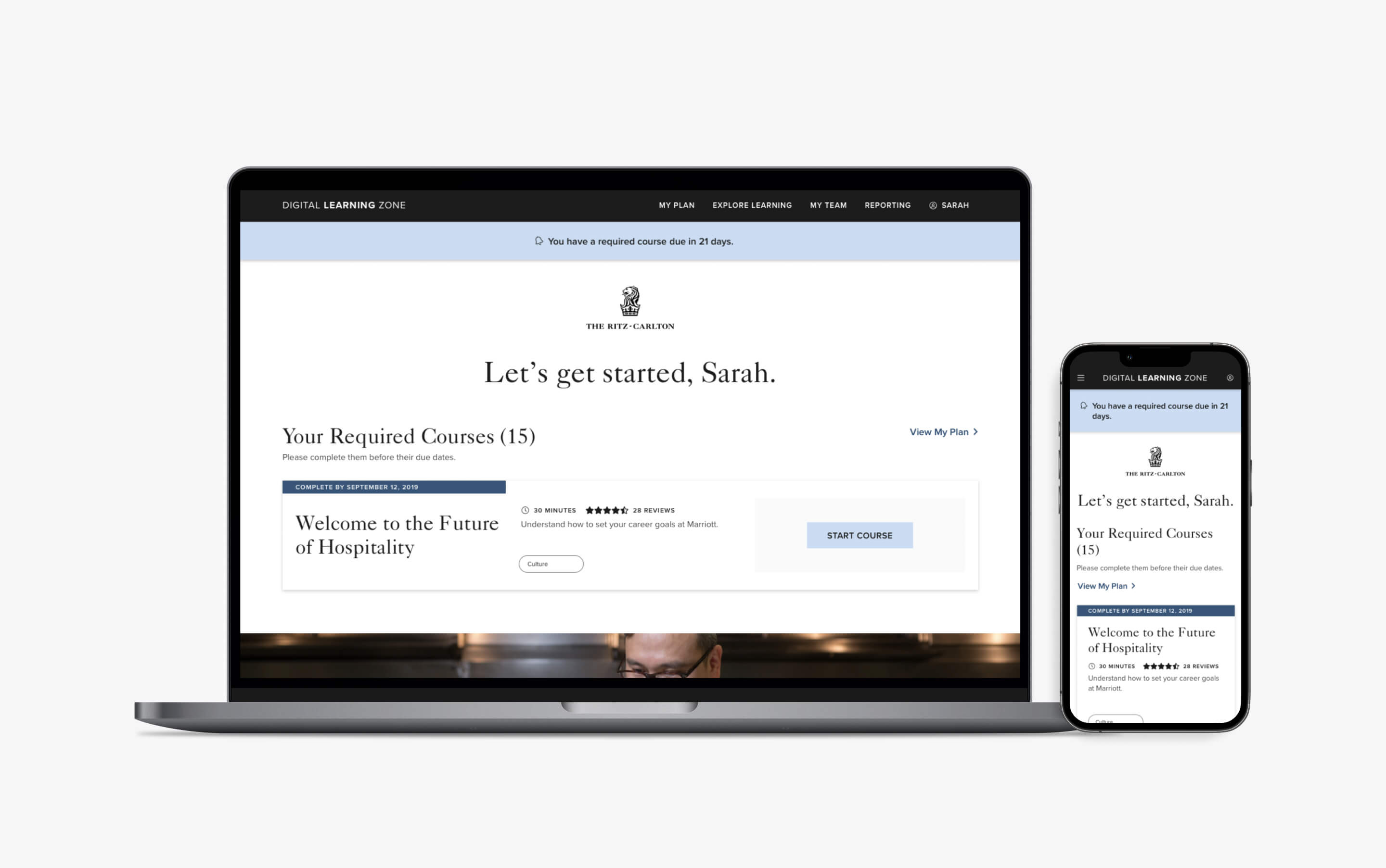 a dashboard for Marriott Learning