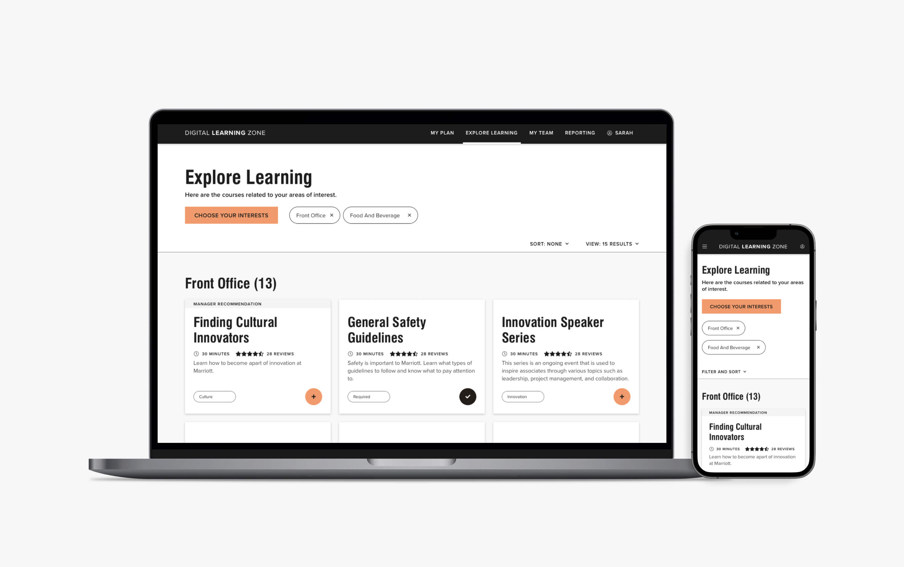 a Marriott learner dashboard