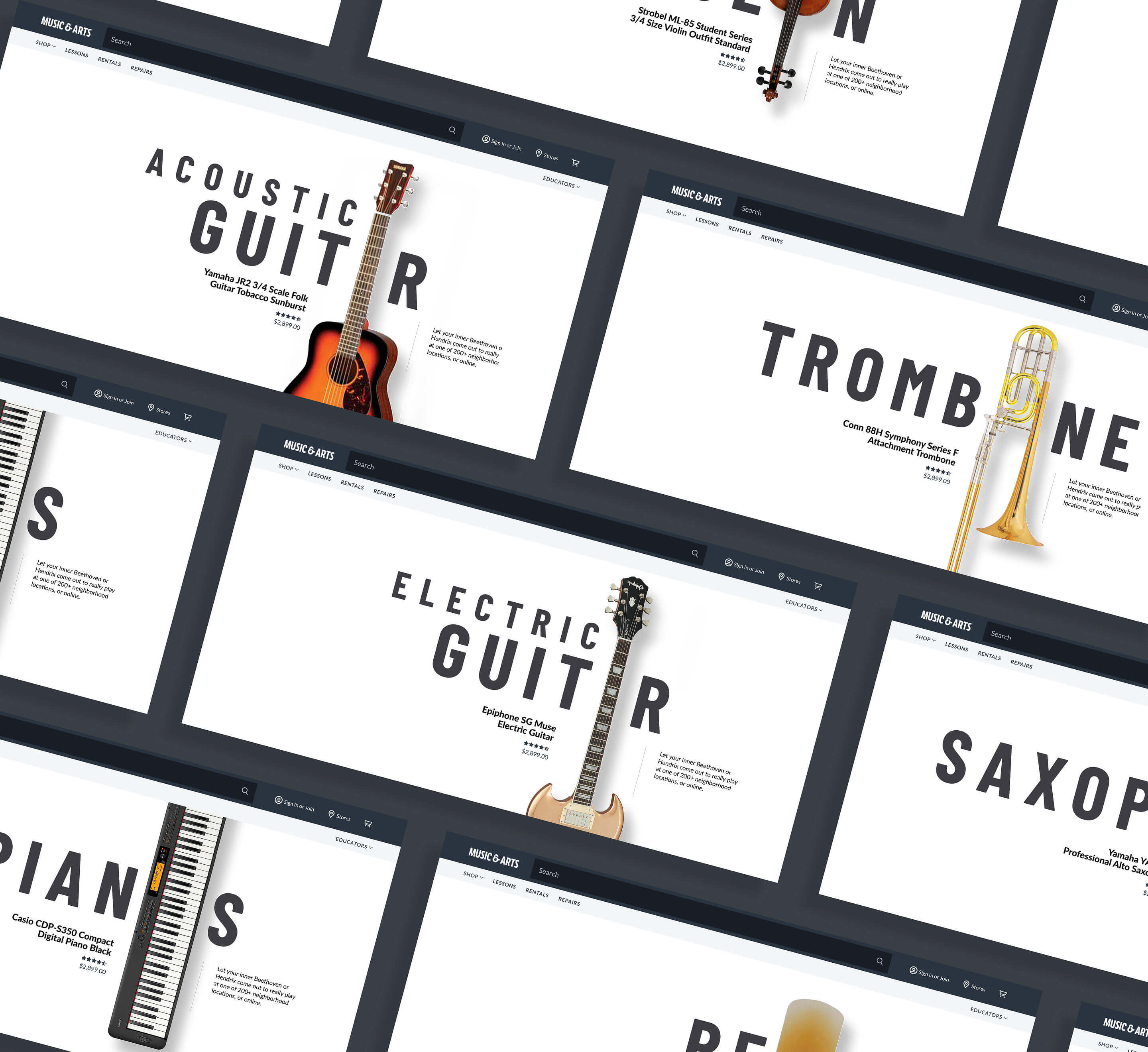Category page hero images for Music and Arts
