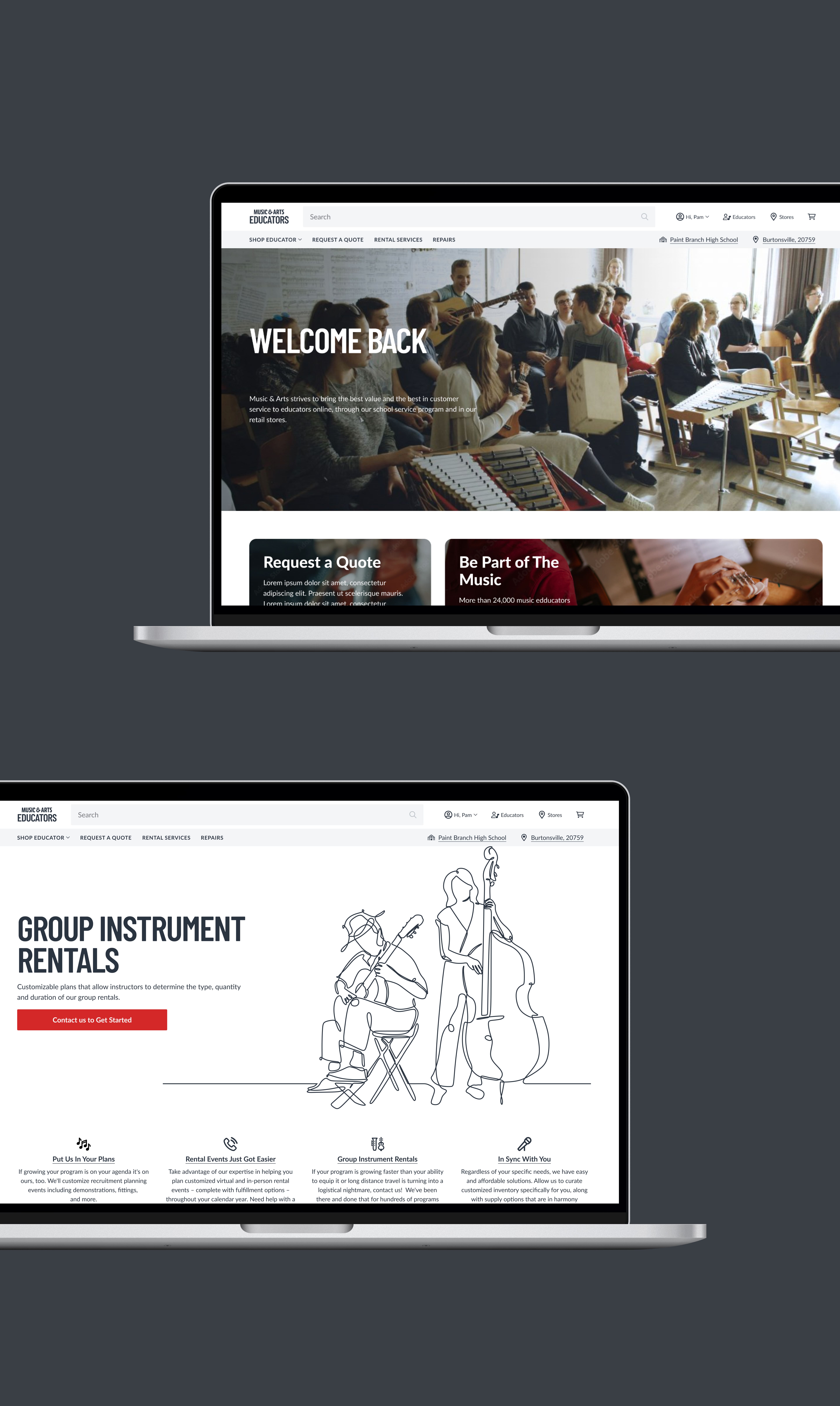 Music and Arts educator portal and landing page