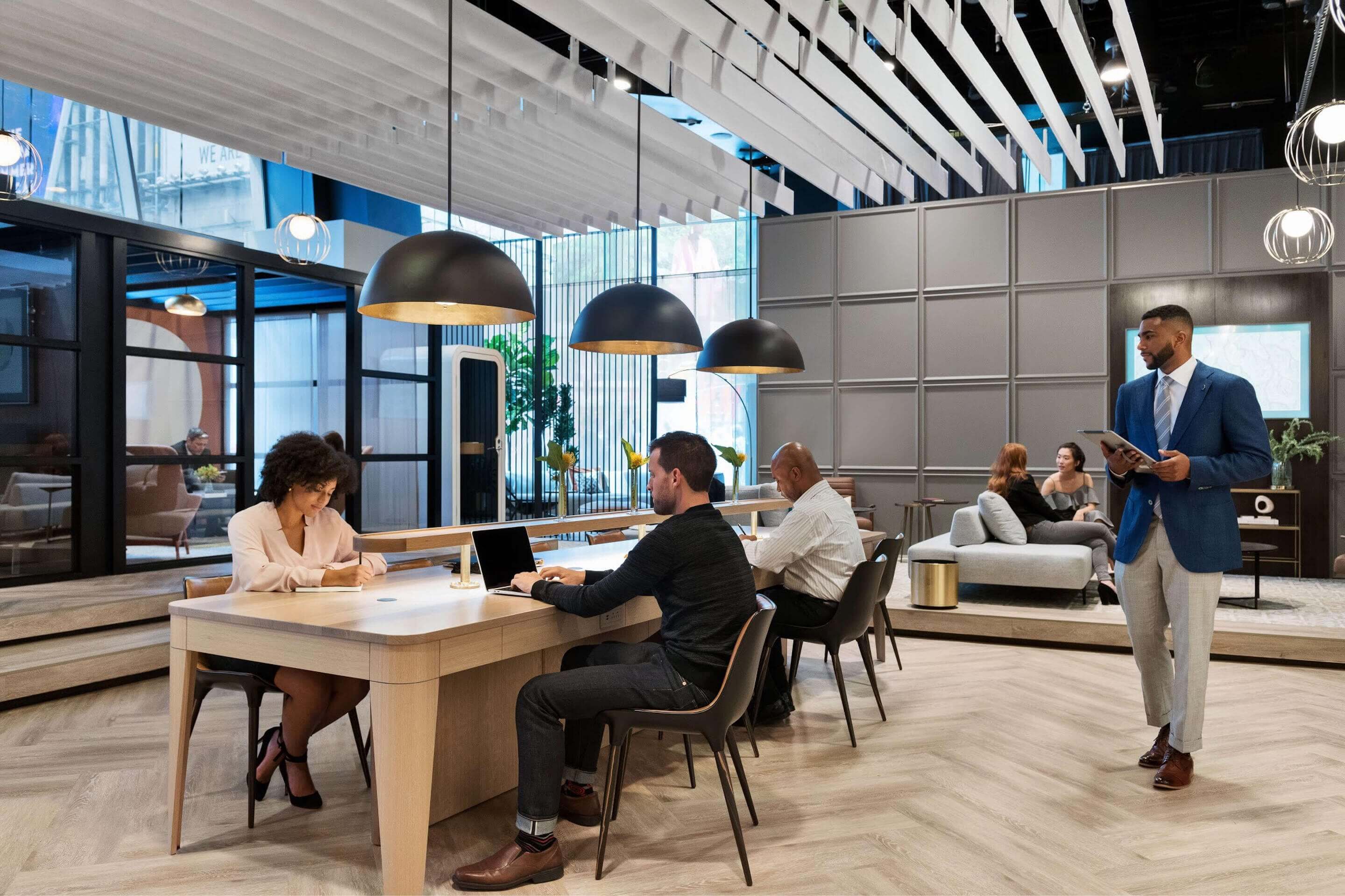 guests working at a Sheraton Hotel