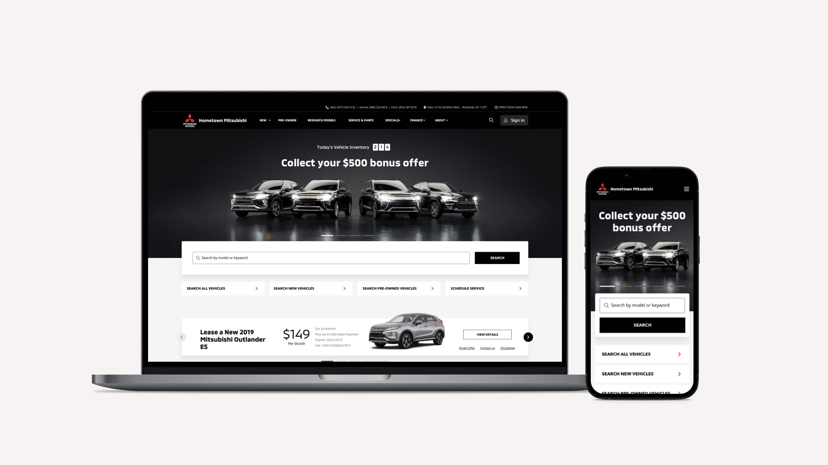 Mitsubishi search UI