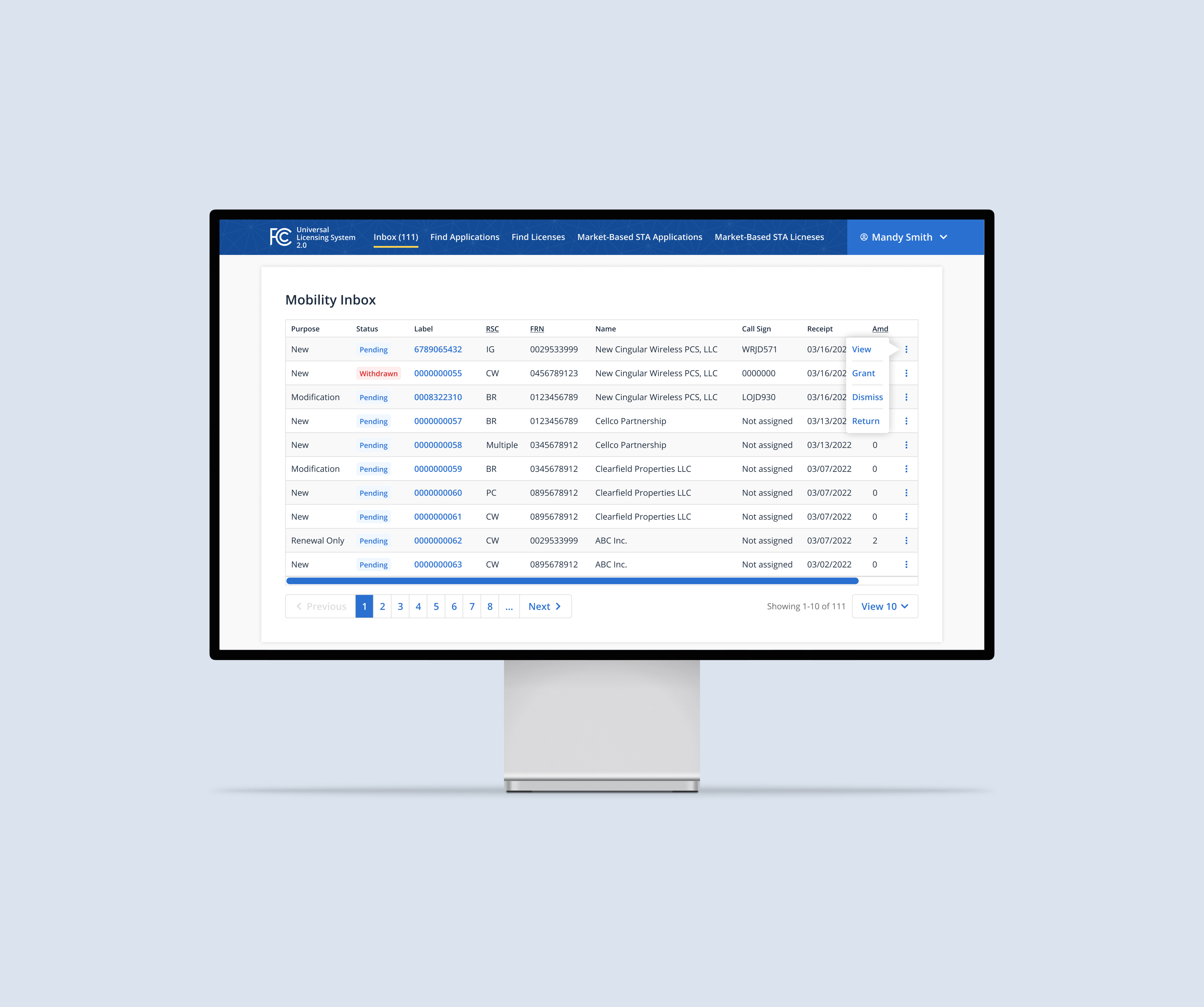 an internal user dashboard for the FCC