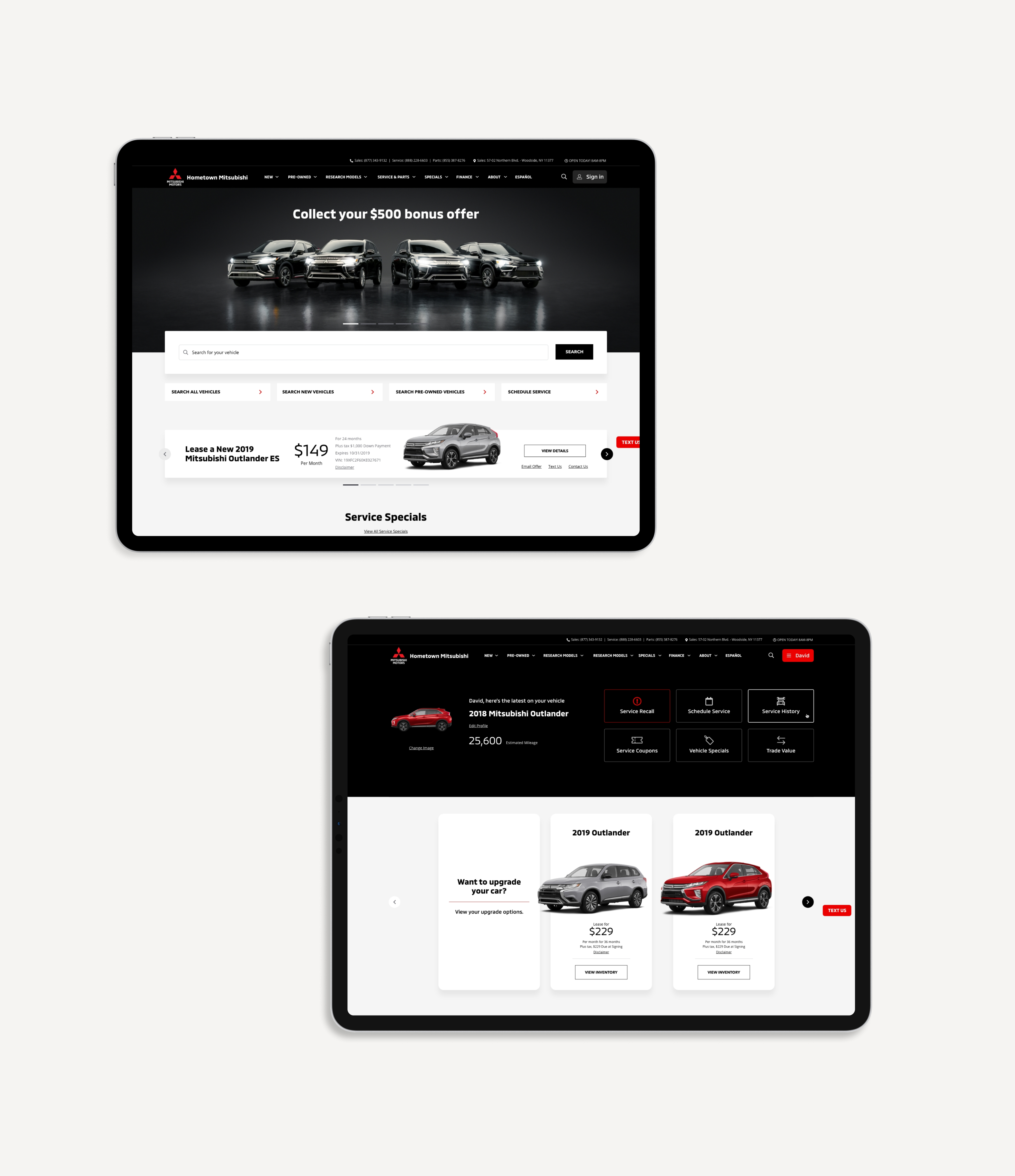 a web responsive website for Mitsubishi