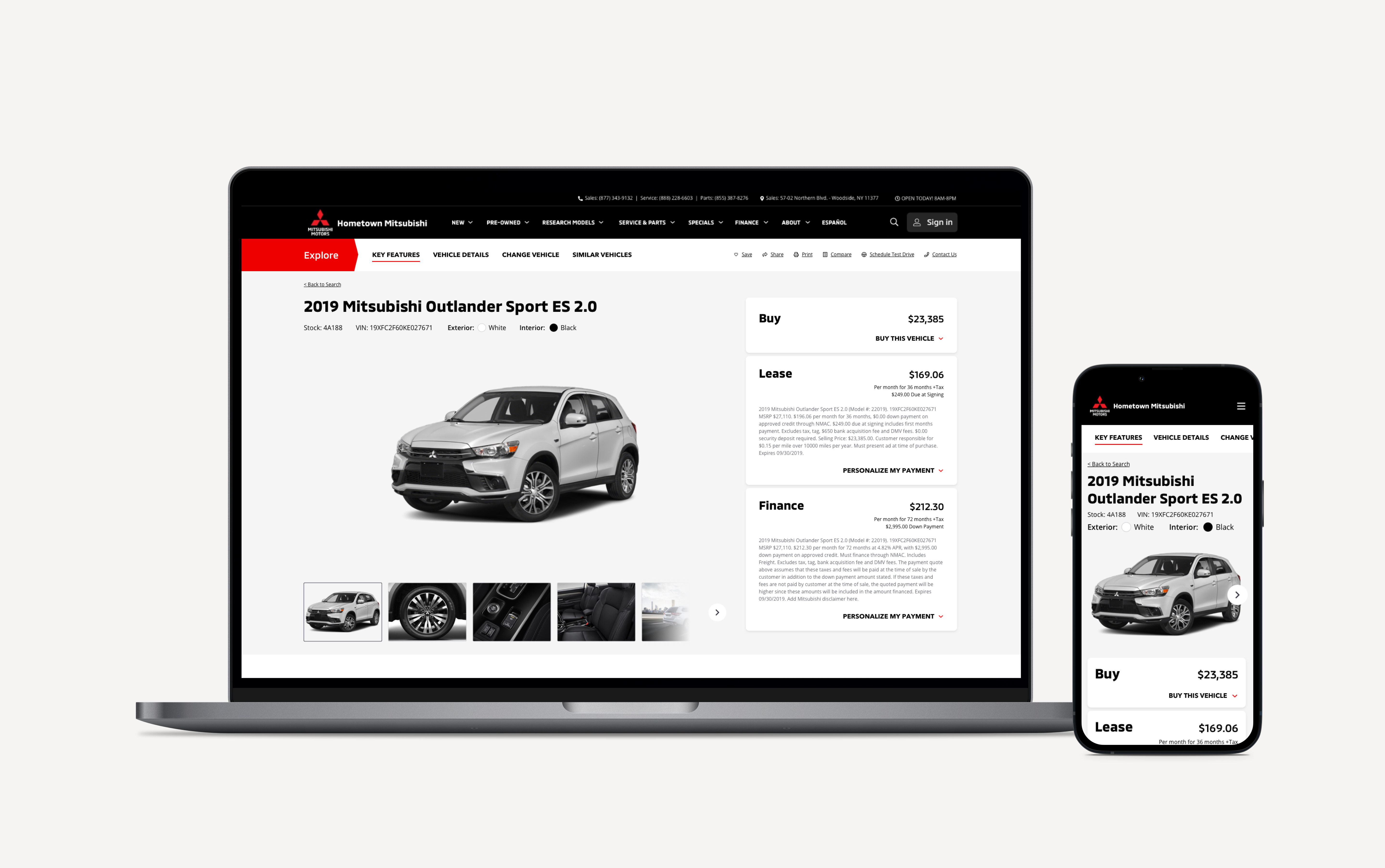 a product detail page for Mitsubishi