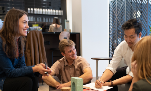 a team ideating solutions to a UX problem